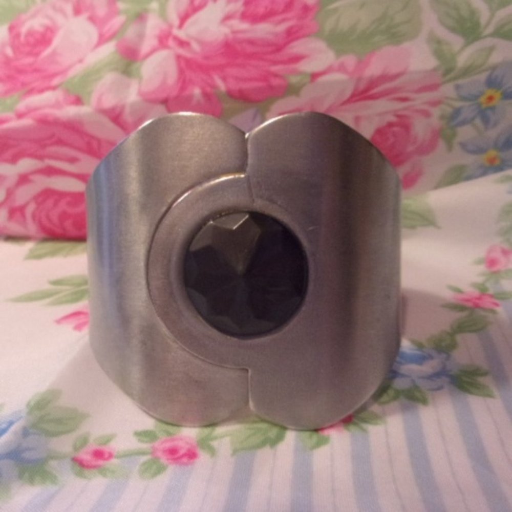 "Vtg Aluminum Hinged Clamp Style Bracelet "